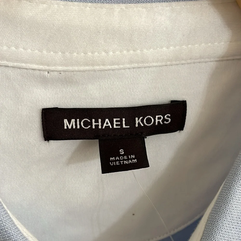 MICHAEL KORS Men's Tipped Texture Modern Fit Polo Shirt Size S In Dusty Sky - Picture 6 of 7